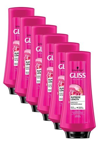 Gliss Supreme Length Biotin Kompleksi - Şakamik Çiçeği Etki Tüm Saçlar İçin Unisex Saç Kremi 6x360 ml