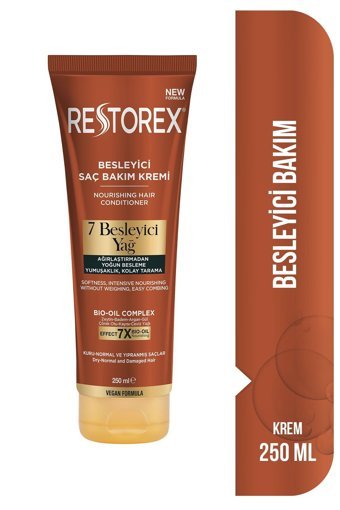 Restorex 7 Besleyici Yağ Badem - Ceviz - Gül - Zeytin Etki Tuzsuz Boyalı Saçlar Kuru Saçlar İçin İçin Kadın Saç Kremi 250 ml