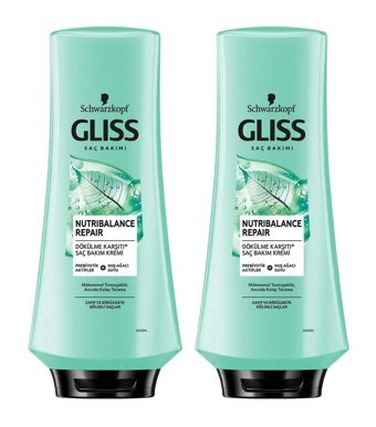 Gliss Nutribalance Repair Huş Ağacı Suyu - Prebiyotik Aktifler Etki Tüm Saçlar İçin Kadın Saç Kremi 2x360 ml