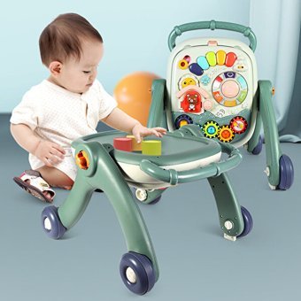 Lebeigo 4 Tekerlekli Oyuncaklı İlk Adım Yürüteç Koyu Yeşil