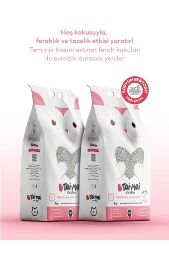 Toi Moi Bebek Pudrası Topaklanan İnce Taneli Bentonit Kedi Kumu 2x5 lt