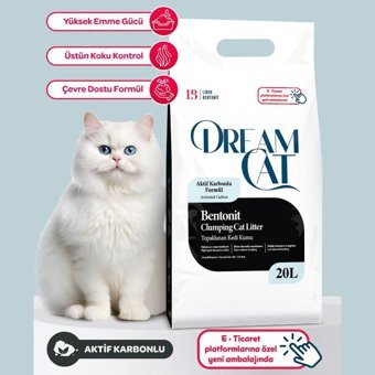 Dream Cat Topaklanan İnce Taneli Aktif Karbonlu Bentonit Kedi Kumu 20 lt
