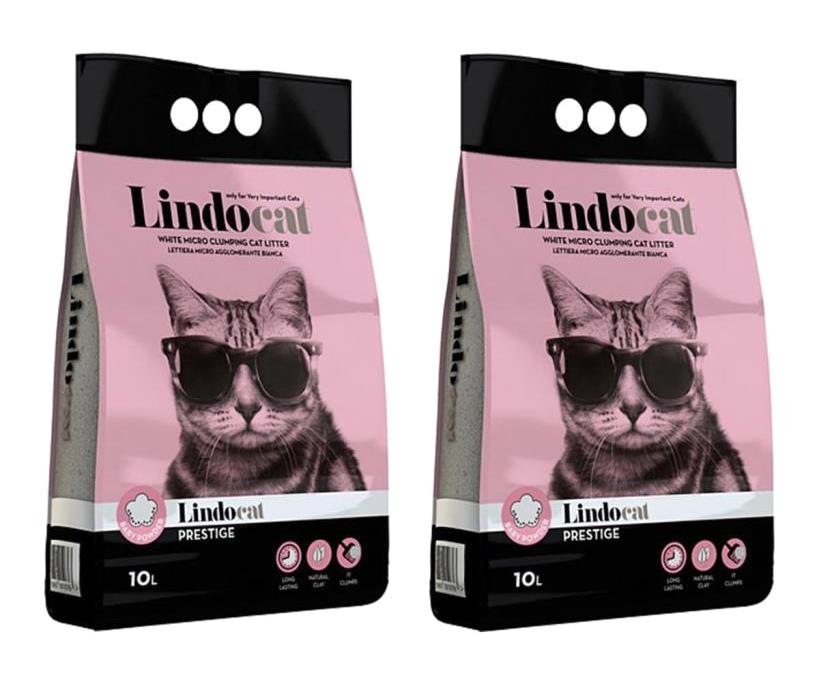 LindoCat Bebek Pudralı İnce Taneli Bentonit Kedi Kumu 2x10 lt