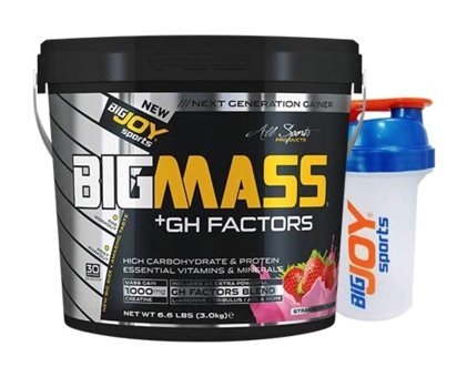 Bigjoy Sports Big Mass Gh Factors Çilek Aromalı 30 Servis Kas Yapıcı Karbonhidrat 3 kg Toz