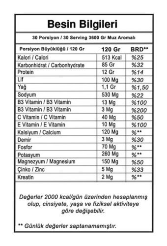 Bodymax Masstech Muz Aromalı 30 Servis Kas Yapıcı Gainer 3600 gr Toz