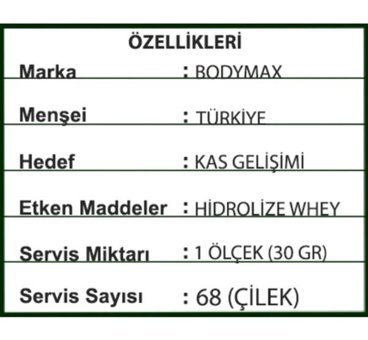 Bodymax Whey Protein Isolate Çilek Aromalı 68 Servis Kas Yapıcı Karbonhidrat 2040 gr Toz