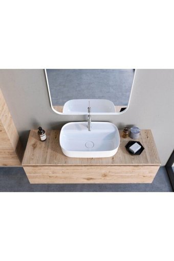 Turkuaz Seramik Aqua Klasik Tekli 60 cm Seramik Tezgah Üstü Çanak Lavabo Beyaz