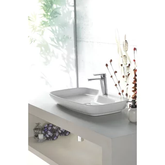 Turkuaz Seramik Nova Klasik Tekli 70 cm Seramik Tezgah Üstü Dikdörtgen Lavabo Beyaz