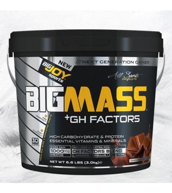 Bigjoy Bigmass +Gh Factors Çikolata Aromalı 30 Servis Kilo Aldırıcı Karbonhidrat 3000 gr Toz