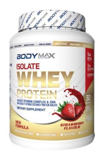 Bodymax Whey Protein Isolate Çilek Aromalı 32 Servis Kas Yapıcı Karbonhidrat 960 gr Toz