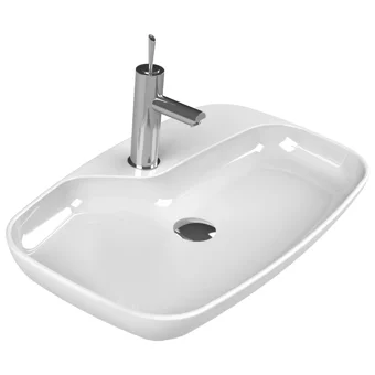 Turkuaz Seramik Nova Klasik Tekli 70 cm Seramik Tezgah Üstü Dikdörtgen Lavabo Beyaz