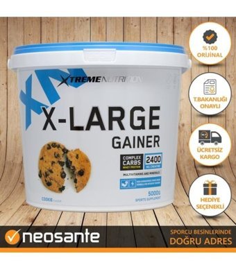 Xtreme Nutrition X-Large Çilek Aromalı 42 Servis Kilo Aldırıcı Gainer 5000 gr Toz + Hazır Kahve Protein Bar Hediye