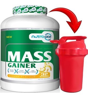 Nutraday Muz Aromalı 32 Servis Kas Yapıcı Gainer 3520 gr Toz + Shaker Hediye