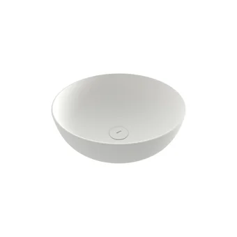 Bocchi Slim Line Modern Tekli 38 cm Seramik Tezgah Üstü Yuvarlak Lavabo Beyaz