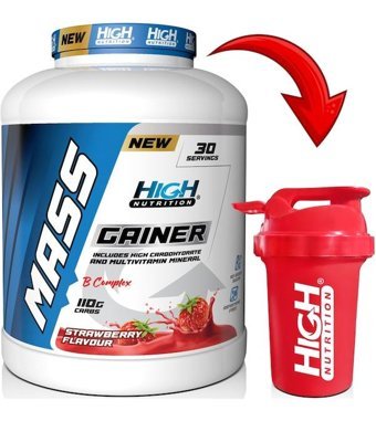 High Nutrition Çilek Aromalı 30 Servis Kas Yapıcı Gainer 3600 gr Toz + Shaker Hediye