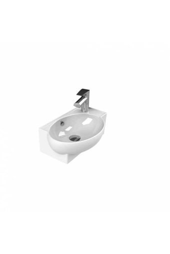 Turkuaz Seramik Mini Modern Tekli 28 cm Seramik Tezgah Üstü Çanak Lavabo Beyaz