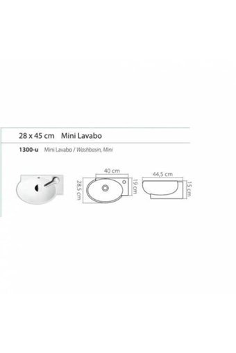 Turkuaz Seramik Mini Modern Tekli 28 cm Seramik Tezgah Üstü Çanak Lavabo Beyaz
