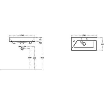Sanovit Stance Klasik Tekli 65 cm Seramik Tezgah Üstü Dikdörtgen Lavabo Beyaz