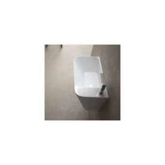Lucco Primo Dekoratif Tekli 53 cm Seramik Tezgah Üstü Ayaklı Dikdörtgen Lavabo Beyaz
