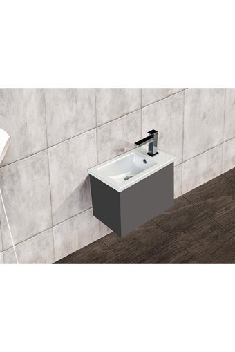 Turkuaz Seramik Mini Klasik Tekli 24 cm Seramik Tezgah Üstü Dikdörtgen Lavabo Beyaz
