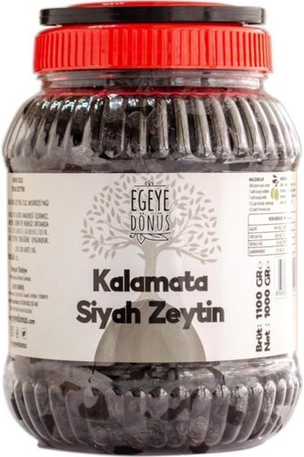 Egeye Dönüş Kalamata Az Tuzlu Siyah Zeytin Pet Kavanoz 1 kg