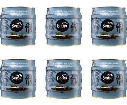 Şems Zeytin Az Tuzlu Sele Siyah Zeytin Teneke 6x2 kg
