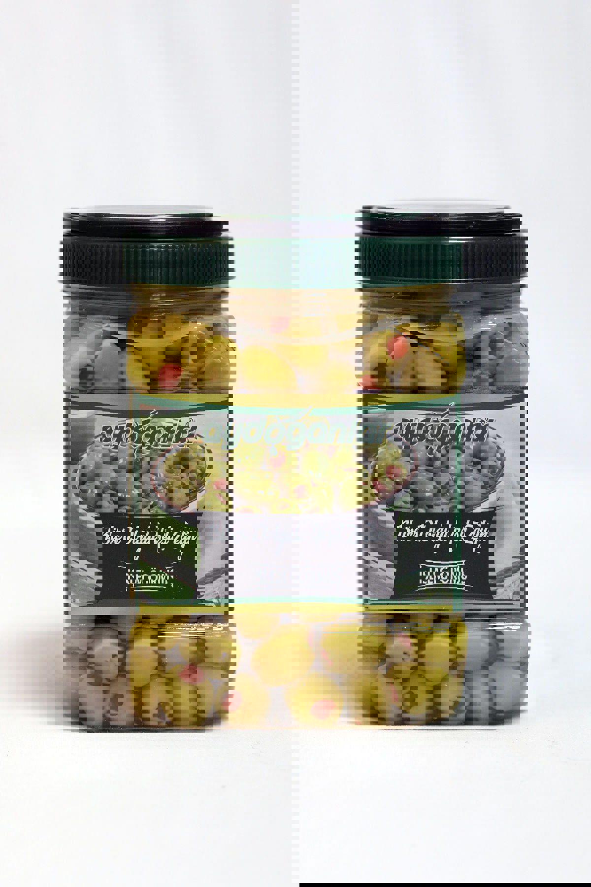 Aydoğanlar 261-290 Kalibre Tuzlu Salamura Biberli Yeşil Zeytin Pet Kavanoz 900 gr
