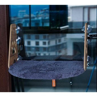 Pugalo Vantuzlu Tek Fonksiyonlu 47x34x28 cm Cama Yapışan Kedi Yatağı Antrasit