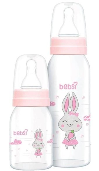 Bebsi Polipropilen Kulpsuz 0 - 12 Ay Desenli Mavi Biberon 125 ml