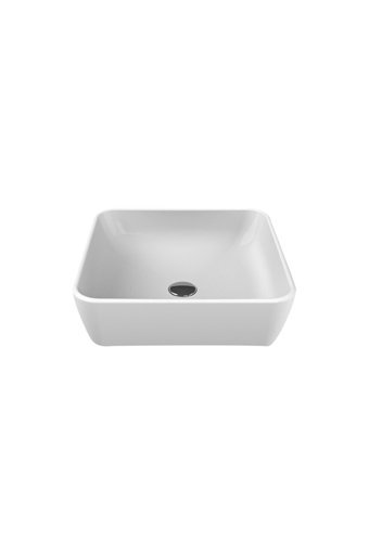 Turkuaz Seramik One Dekoratif Tekli 46 cm Seramik Tezgah Üstü Kare Lavabo Beyaz
