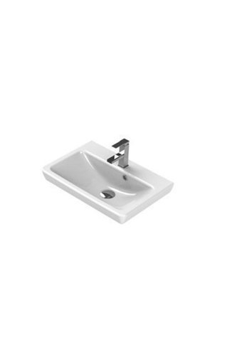 Turkuaz Seramik Porto Dekoratif Tekli 55 cm Seramik Tezgah Üstü Dikdörtgen Lavabo Beyaz