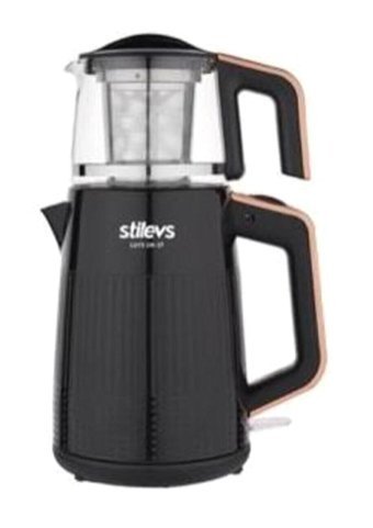 Stilevs CM 37 Otomatik Cam Demlikli 1500 W Işıklı Plastik Gövdeli Siyah Retro Çay Makinesi