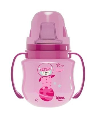 Wee Baby Galaxy Akıtmaz Kulplu 6+ Ay 125 ml Alıştırma Bardağı Pembe