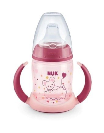 Nuk FC Plus Karanlıkta Parlayan PP Learner Akıtmaz Kulplu 6+ Ay 150 ml Alıştırma Bardağı Pembe