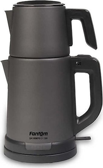 Fantom CY 1500 Otomatik Çelik Demlikli 1800 W Işıklı Çelik Gövdeli Gri Retro Çay Makinesi