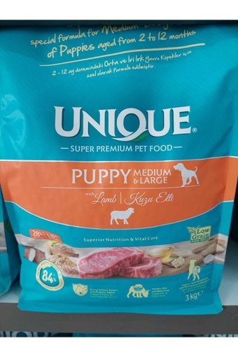 Unique Super Premium Kuzu Etli Büyük Orta Irk Yavru Köpek Maması 3 kg