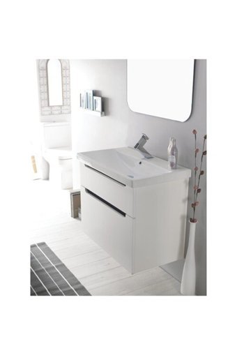 Turkuaz Seramik Elite Klasik Tekli 80 cm Seramik Tezgah Üstü Dikdörtgen Lavabo Beyaz