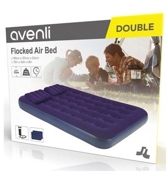 Avenli Floked Air Bed Katlanır Kamp Çift Kişilik Şişme Yatak Lacivert