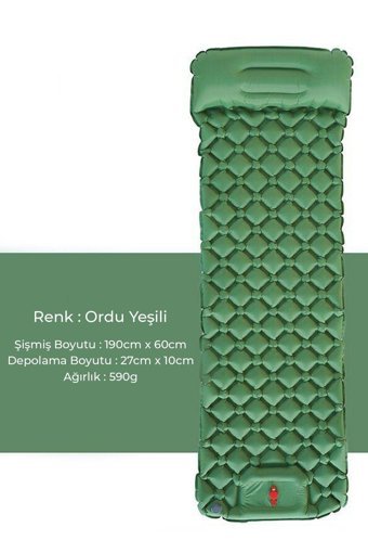 Nurcamp Katlanır Kamp Tek Kişilik Şişme Yatak Yeşil