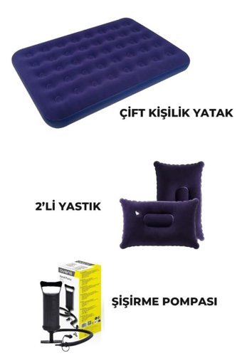 Onetick Katlanır Kamp Çift Kişilik Şişme Yatak Lacivert