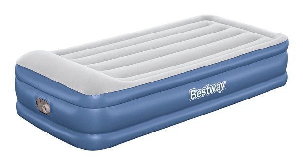 Bestway Katlanır Elektrikli Ev Tipi Tek Kişilik Şişme Yatak Gri-Mavi