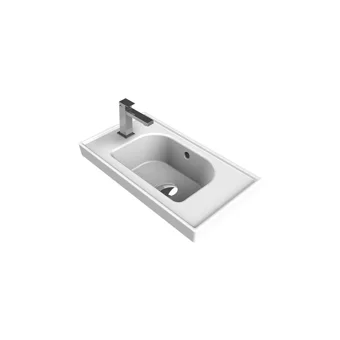 Turkuaz Seramik Frame Klasik Tekli 50 cm Seramik Tezgah Üstü Dikdörtgen Lavabo Beyaz