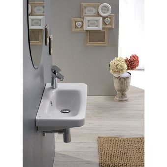 Turkuaz Seramik Noura Klasik Tekli 60 cm Seramik Tezgah Üstü Dikdörtgen Lavabo Beyaz