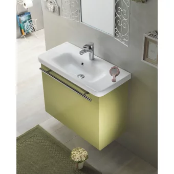 Turkuaz Seramik Noura Klasik Tekli 60 cm Seramik Tezgah Üstü Dikdörtgen Lavabo Beyaz