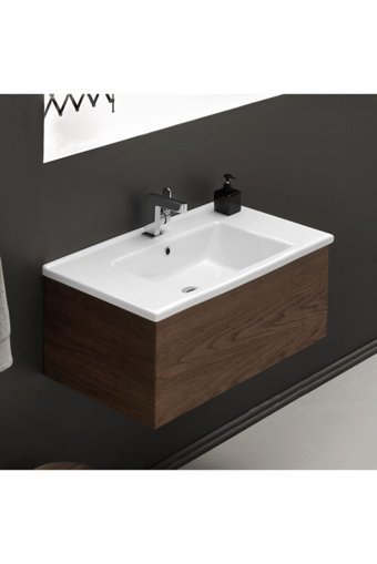 Turkuaz Seramik Arte Klasik Tekli 55 cm Seramik Tezgah Üstü Dikdörtgen Lavabo Beyaz
