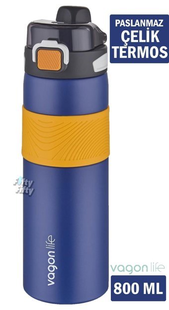 Vagonlife FFVGN032 Çelik 800 ml Pipetli Matara Outdoor Termos Mavi