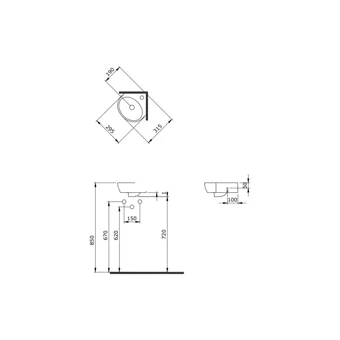 Bocchi Mini Modern Tekli 29.5 cm Seramik Tezgah Üstü Yuvarlak Lavabo Beyaz