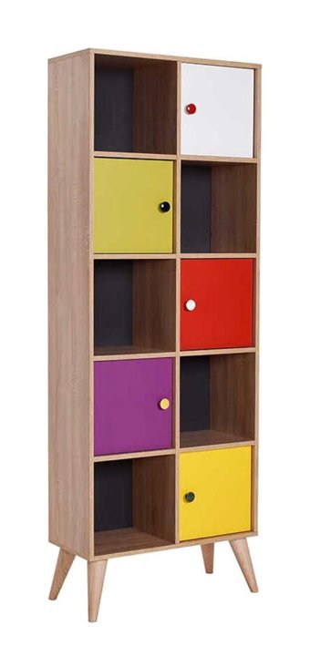 Adore Mobilya 10 Bölmeli 10 Raflı Ahşap 185 cm Çok Renkli