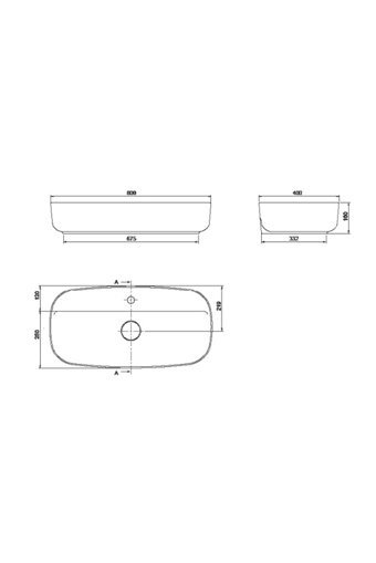 Turkuaz Seramik Aqua Vintage Tekli 80 cm Seramik Tezgah Üstü Oval Lavabo Beyaz