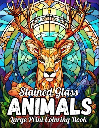 Large Print Animals Stained Glass Coloring Booklarge Print Stained Glass Animals Coloring Book Beautiful Animals Designs D. Sledge, H Independently Publıshed